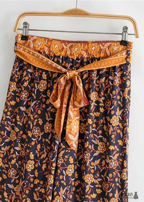 Boho Pants - Palazzo Pants in Leg Pants, Jasmine in Navy Blue For Women